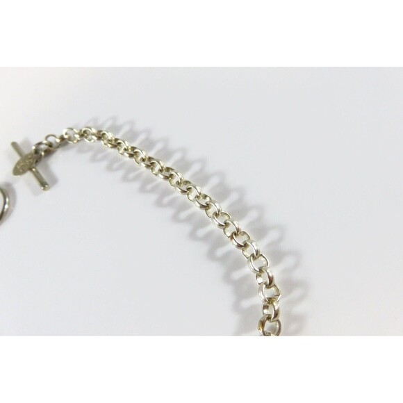 8" Sterling Silver SG Toggle Link Bracelet Rolo Link Charm Bracelet - Picture 8 of 13